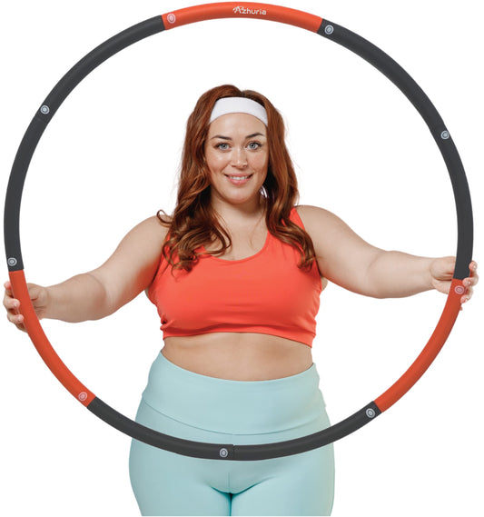 Weighted Hula Hoop Plus Size | 3.2lb weight, 43in diameter | Extra Large Hula Hoop for Adults Weight Loss | Easy to Spin, Soft Padding | Exercise Hoop for Beginners & Advanced Hoopers (Red, Black)