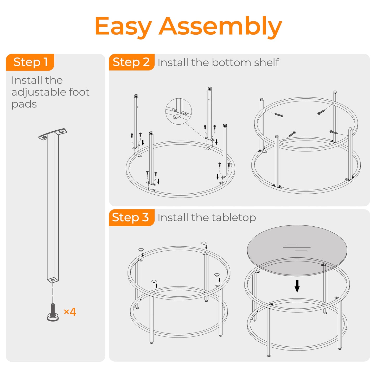 Yaheetech 36" Round Glass Coffee Table, Black Circle Coffee Table Center Table with Glass Top, Small Coffee Table for Living Room, Office & Apartment