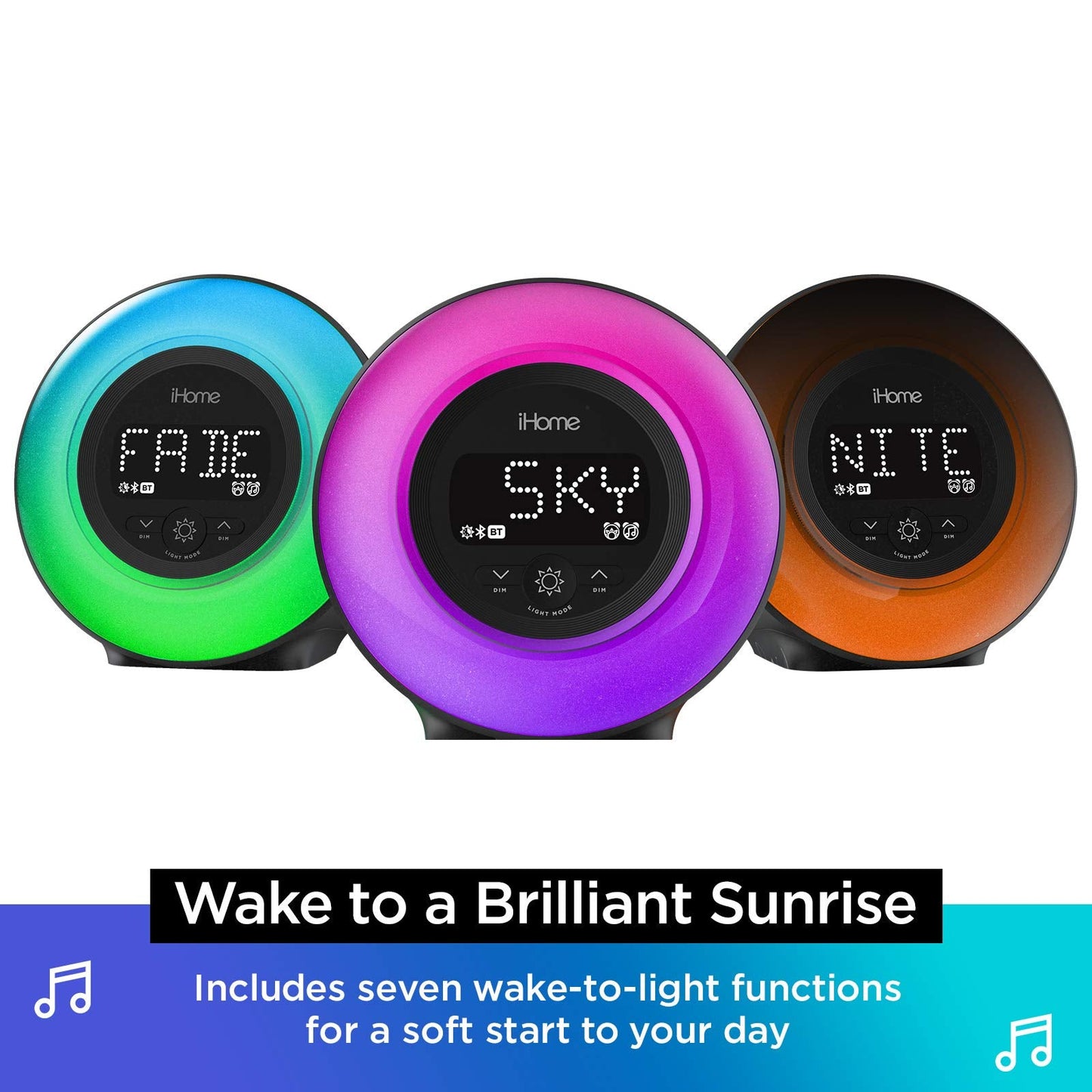 iHome PowerClock Glow Alarm Clock - Bluetooth Color Changing FM Clock Radio with USB Charging Port, Dimmable Display and 7-5-2 Dual Alarm - Perfect for Bedside Tables (Model iBT295)