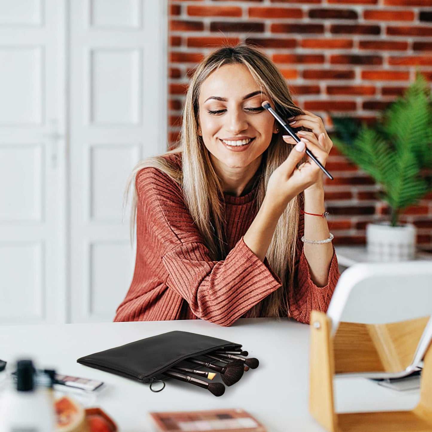 Unoutur pouch,Mesh Cosmetic Bag Portable Makeup Pouch Travel Toiletry Bag for Makeup Organizer Home Office Travel Accessories,6 Pieces Mesh Makeu