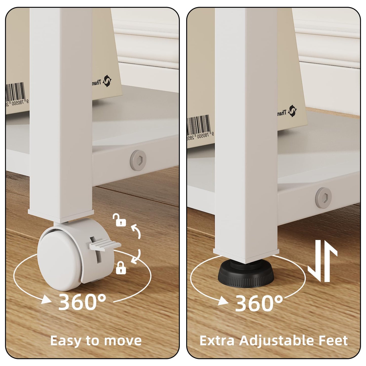 YAOHUOO 22"x15" Large Printer Stand with Storage Drawer, 2-Tier Under Desk Table for Home Office, Fits Fax Machine/3D Printer/Scanner (White)