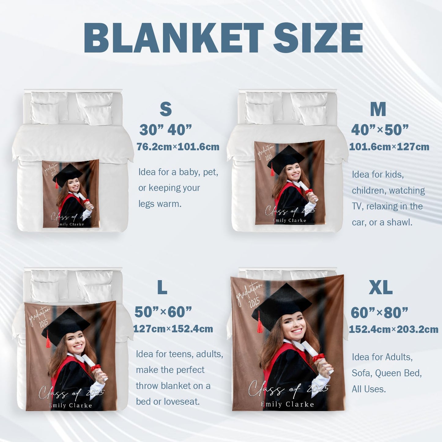 Custom Blanket with Your Design Text Logo Picture, Personalized Logo Blanket Bulk, Fully Customizable Flannel Throw Blankets for Business Team Company Employee Appreciation Bulk Gifts (1, 40"x 50")