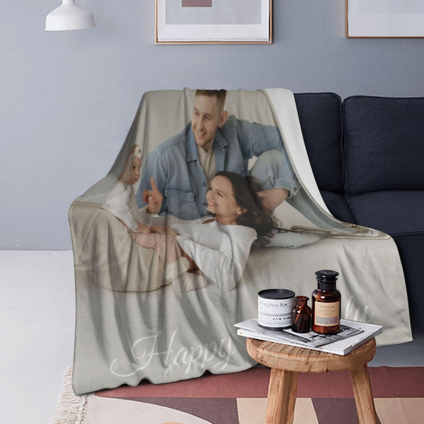 TIOOI Custom Blanket with Photos Printed in USA Personalized Text Customized Blanket for Valentine's Day Gift for Father Mother's Day Christmas