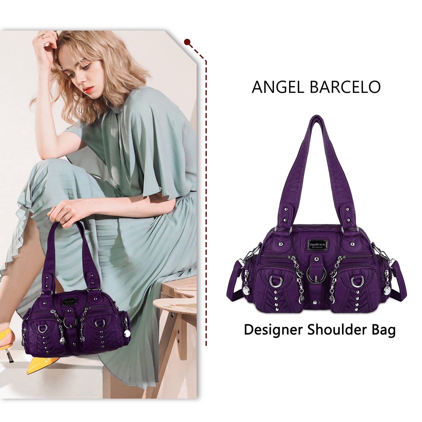 Angel Kiss Small Purse Handbag for Women Crossbody and Shoulder Bags Multipocket Soft Hobo Purses Adjustable Strap