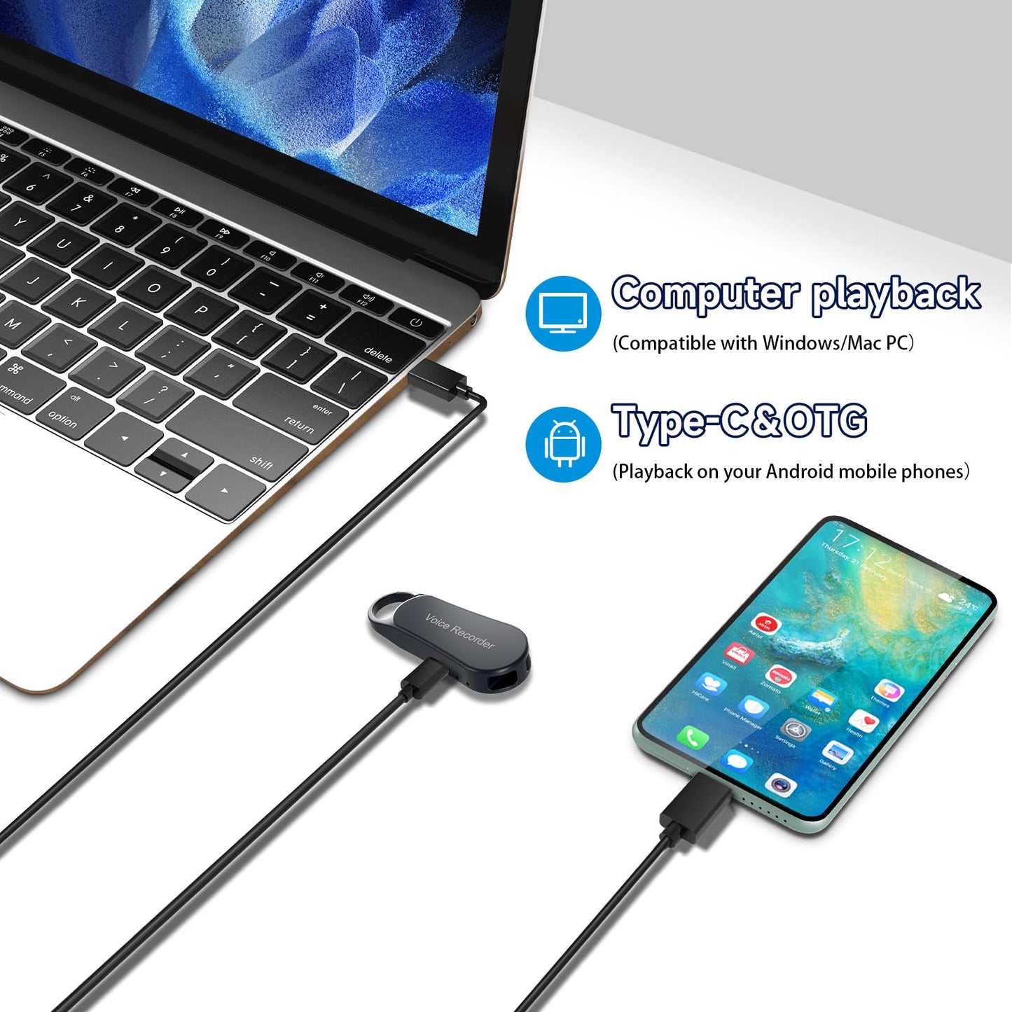 Howabo Professional Portable V56 Voice Recorder 128GB, Howabo New Upgraded Noise Reduction HiFi Pure Sound Quality, 1536Kbps Audio Activated Voice Recorder for Your Lectures Meetings Classes