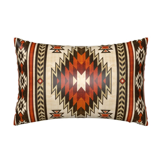 Imitation Silk Pillow Case for Hair and Skin Western Native American King Size 1 Pack Satin Pillow Cases with Zipper Super Soft Pillow Cover for Women Bed Sleeping, 20x36 Inches