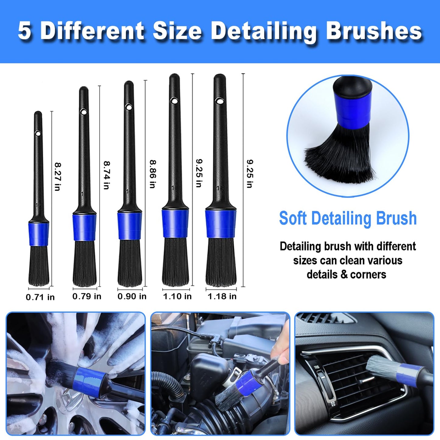 Windshield Cleaner Tool, 15Pcs Car Interior Detailing Kit, Car Cleaning Kit Interior Cleaner, Car Detailing Brushes, Car Cleaning Gel, Car Cleaning Supplies Tools Accessories for Women, Men, Interior