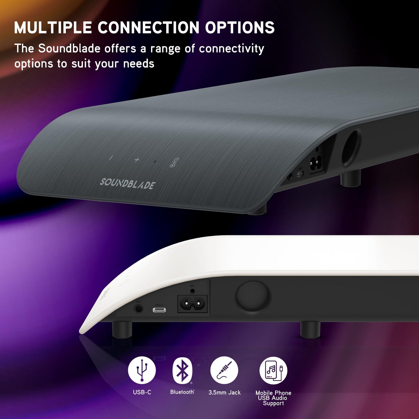 BlueAnt Soundblade Under Monitor Soundbar, Powerful 120 watt, 2.1 Channel USB-C, Bluetooth 5.3 Desktop Speaker for PC, Mac for Streaming Content, Music and Gaming. (Green)