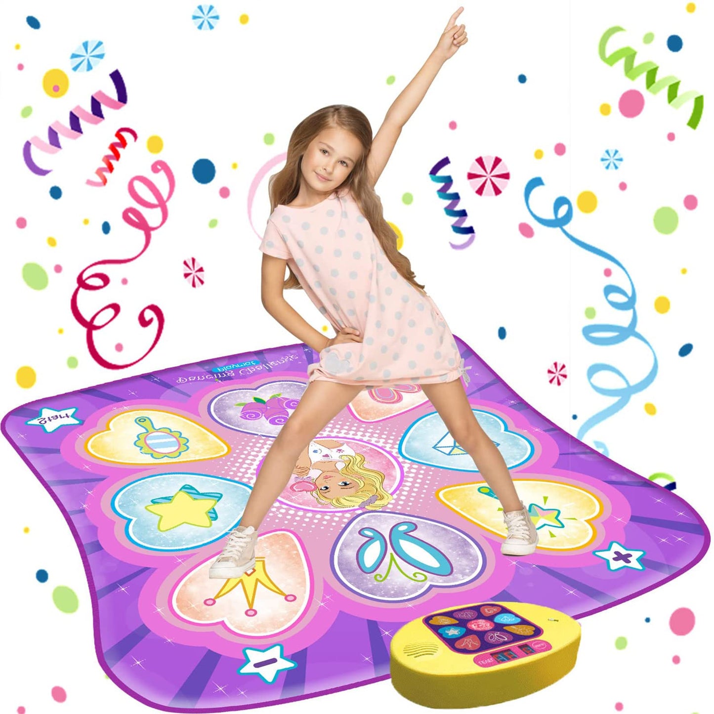 SUNLIN Dance Mat - Dance Mixer Rhythm Step Play Mat - Dance Game Toy Gift for Kids Girls Boys - Dance Pad with LED Lights, Adjustable Volume, Built-in Music, 3 Challenge Levels (3-12 Years Old)