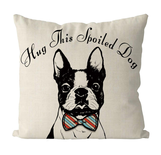 QIONG MENG Pillow Covers 18 x 18 Inch Boston Terrier Throw Pillowcase Dog Lovers Friendship Gifts for Women Decorative Pillow Case Dog Cushion Case for Home Sofa Decorations