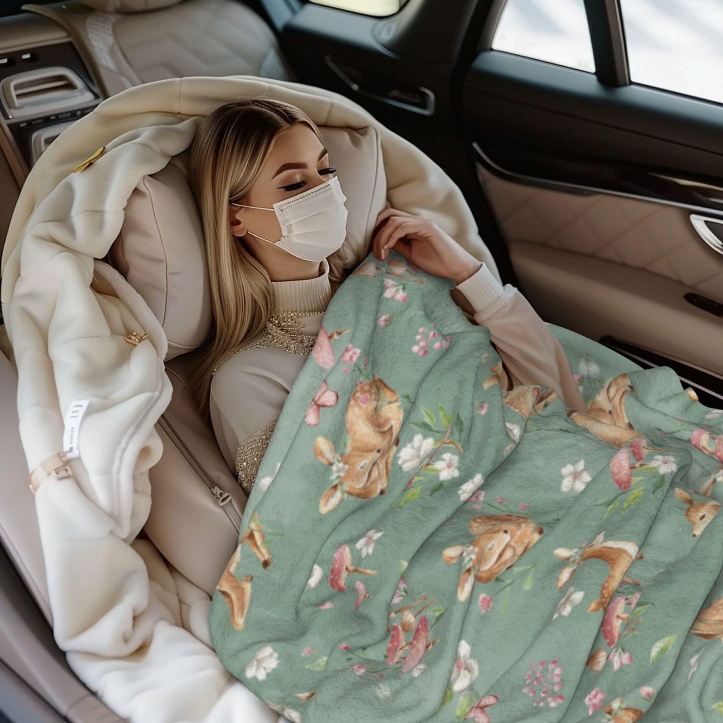Jbofyee Deers Animal Throw Blankets All Season Ultra Soft Warm Cute Forest Fawn Fleece Blanket for Home Bed Sofa Couch Chair Outdoor Travel Camping 60x50 Inch