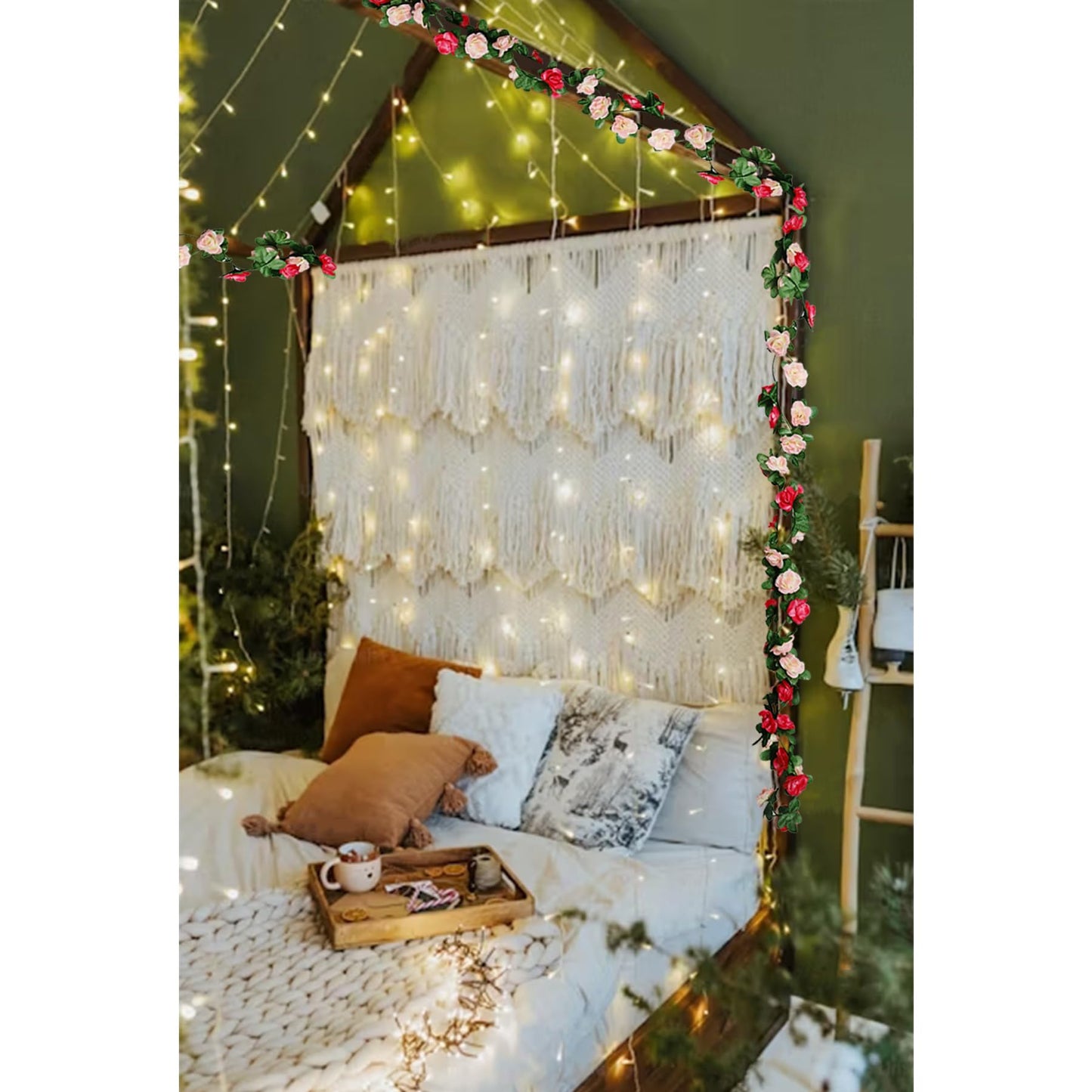 AWARDSEN 5PC 41FT Spring Flower Garland Pink Fake Flower Vine Artificial Flowers Garland Hanging Vines with Flowers Strings Wedding Decoration Spring Flower Garlands