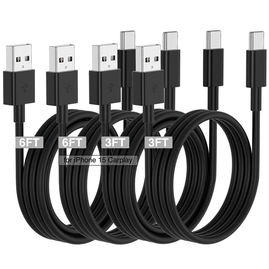 Car Carplay Cable for iPhone 16 15 Pro/Pro Max/Plus,3FT+6FT USB A to USB C Fast Charging Cord for iPhone 16 15 Samsung Galaxy S25 S24 Ultra Charger,Car Charger Adapter Accessories for Women Men
