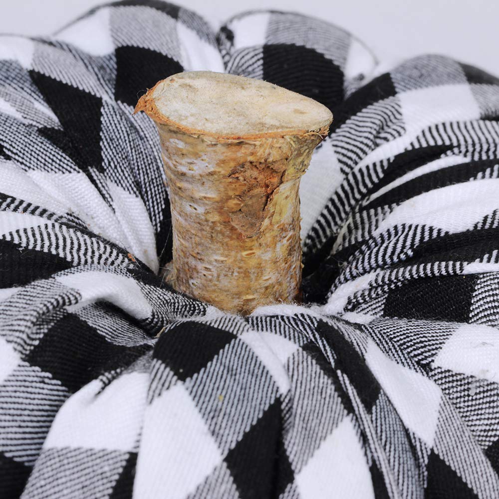 Package of 3 Assorted Burlap Pumpkins Fabric Pumpkins Buffalo Plaid Pumpkins Gingham Fabric Pumpkins Fall Thanksgiving Halloween Seasonal Holiday Farmhouse Tabletop Decoration