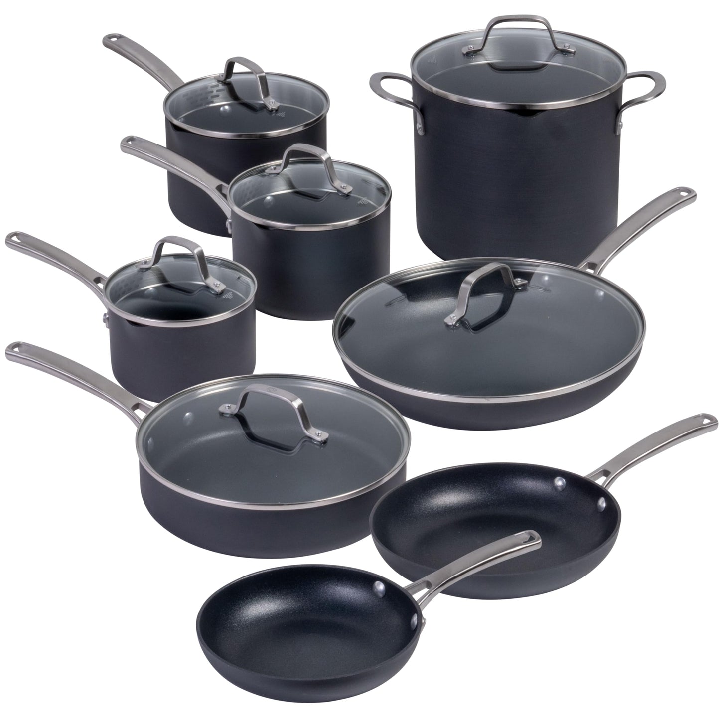 Calphalon Classic 14-Piece Hard-Anodized Dishwasher Safe Cookware Set with AquaShield Nonstick Technology