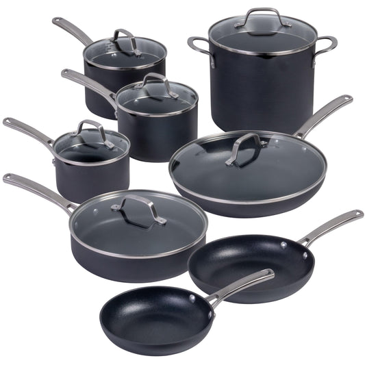 Calphalon Classic 14-Piece Hard-Anodized Dishwasher Safe Cookware Set with AquaShield Nonstick Technology
