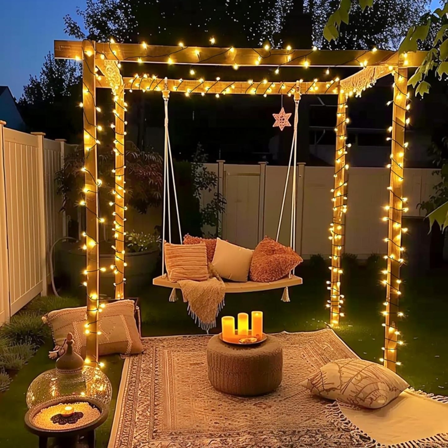 JMEXSUSS 66ft 200 LED Christmas Lights Outdoor, Warm White Christmas Lights Indoor Plug in, 8 Modes Twinkle String Light for Outside Tree Bedroom Wedding Party Ceiling Home Decorations