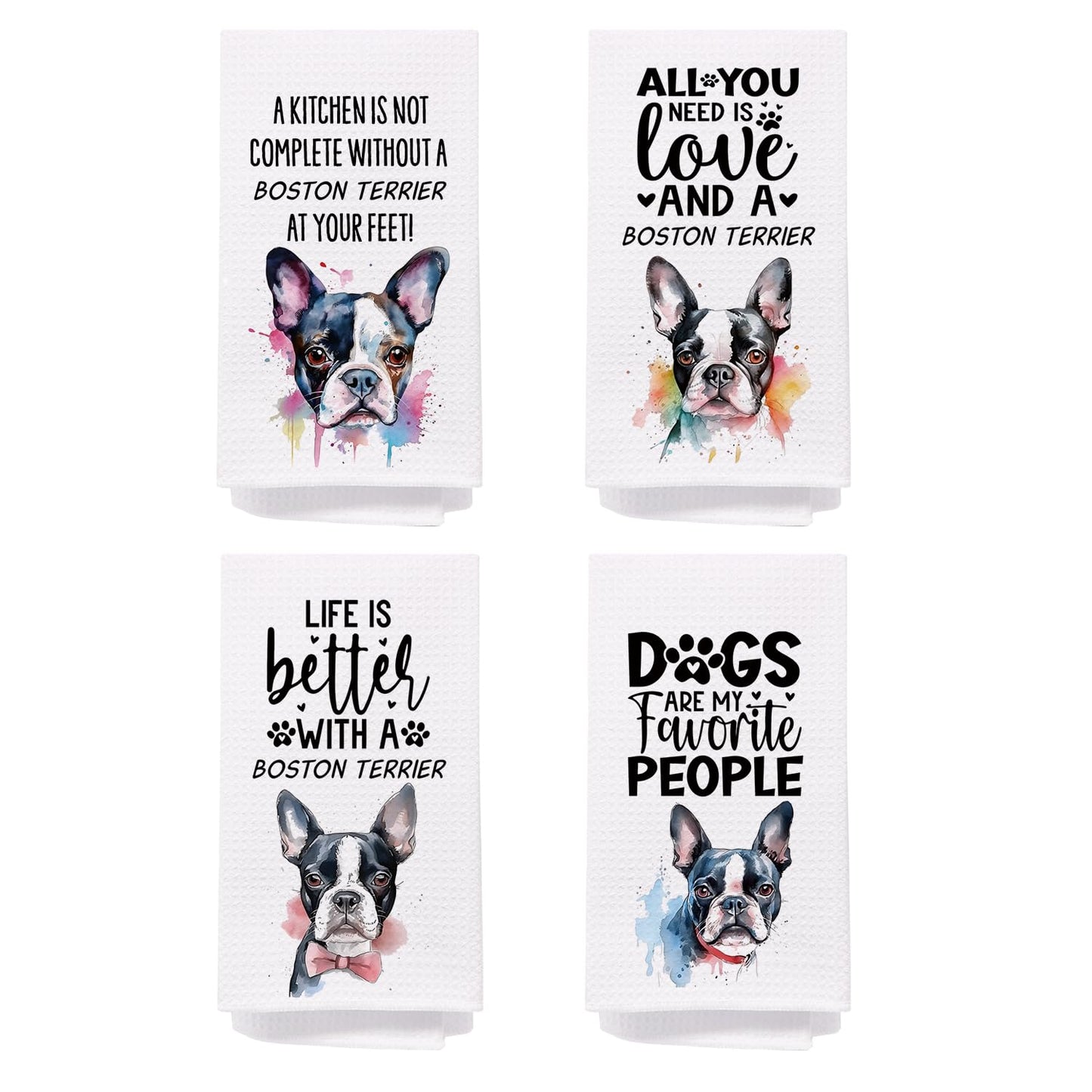 SPBL&L Boston Terrier Gifts for Women,Boston Terrier Decor Kitchen Bathroom Hand Dish Towels Set of 4,16x24 Inches