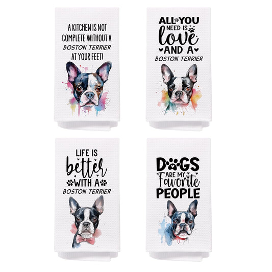 SPBL&L Boston Terrier Gifts for Women,Boston Terrier Decor Kitchen Bathroom Hand Dish Towels Set of 4,16x24 Inches