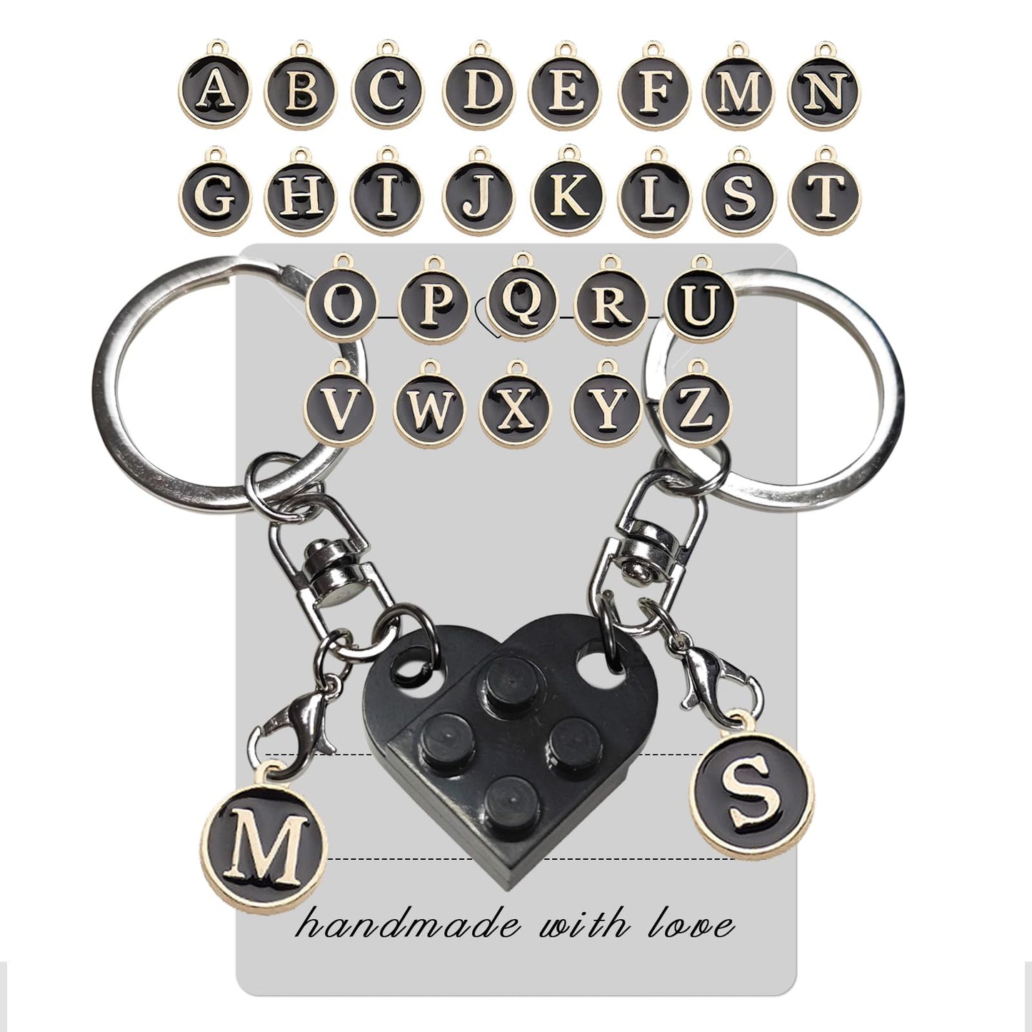 Personalized Brick Matching Heart Keychains - Valentine's Gifts for Mom, Dad, Couple, Boyfriend, Girlfriend, Lovers