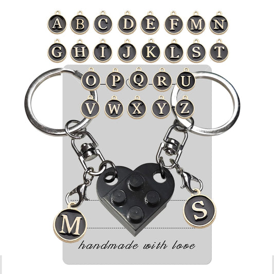 Personalized Brick Matching Heart Keychains - Valentine's Gifts for Mom, Dad, Couple, Boyfriend, Girlfriend, Lovers