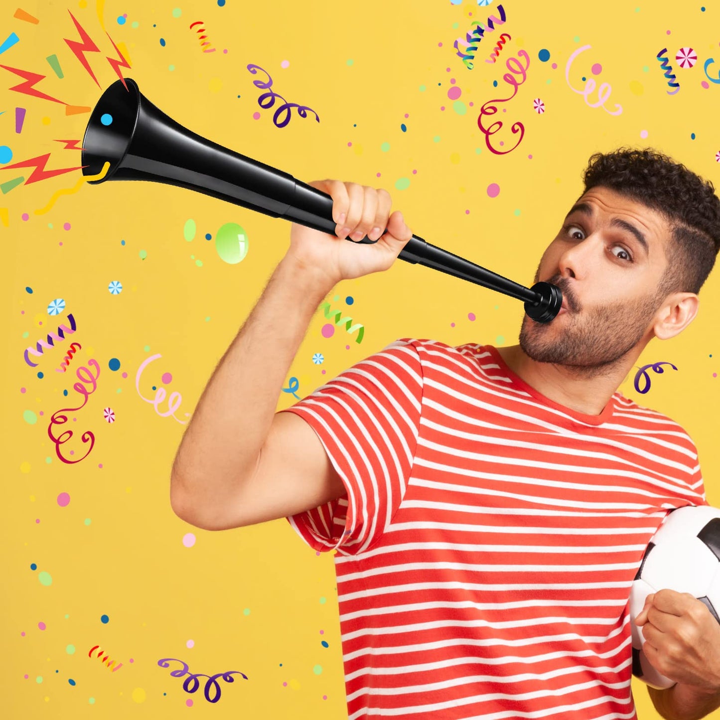 4 Pcs Vuvuzelas Soccer Horn Collapsible Stadium Hockey Blow Stadium Noise Maker Loud Sound Handheld Sports Horn Noisemaker for Sports Events Parties Accessories