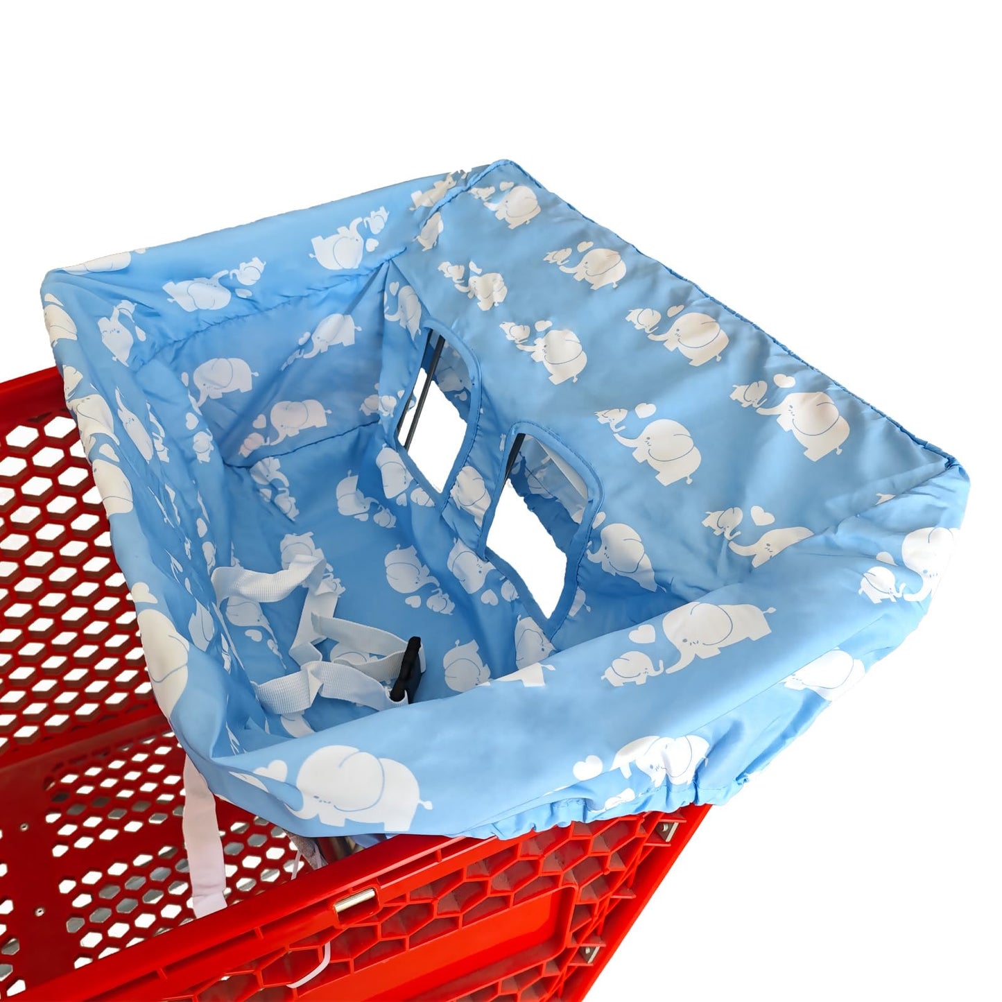 Portable Shopping Cart Cover, High Chair and Grocery Cart Covers for Babies, Kids, Infants & Toddlers, Attached Carry Bag (Simple Elephant)