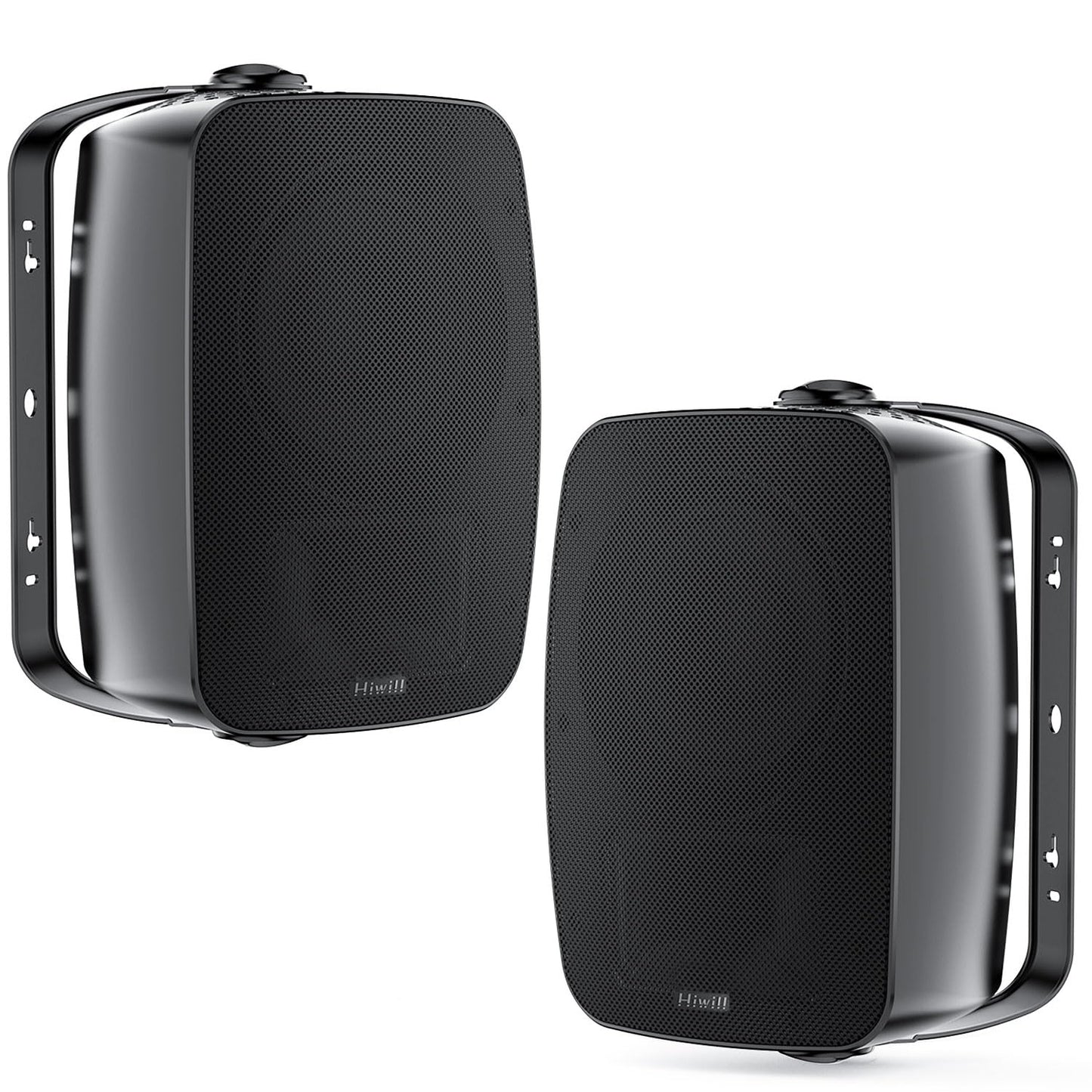 Hiwill Outdoor Speaker Waterproof – 4.5" Woofer with Dual Passive Radiators, Aluminum Dome Tweeter, All-Weather Durable Mountable Speakers for Patio, Poolside, Indoor-Outdoor Flexibility(Pair, Black)
