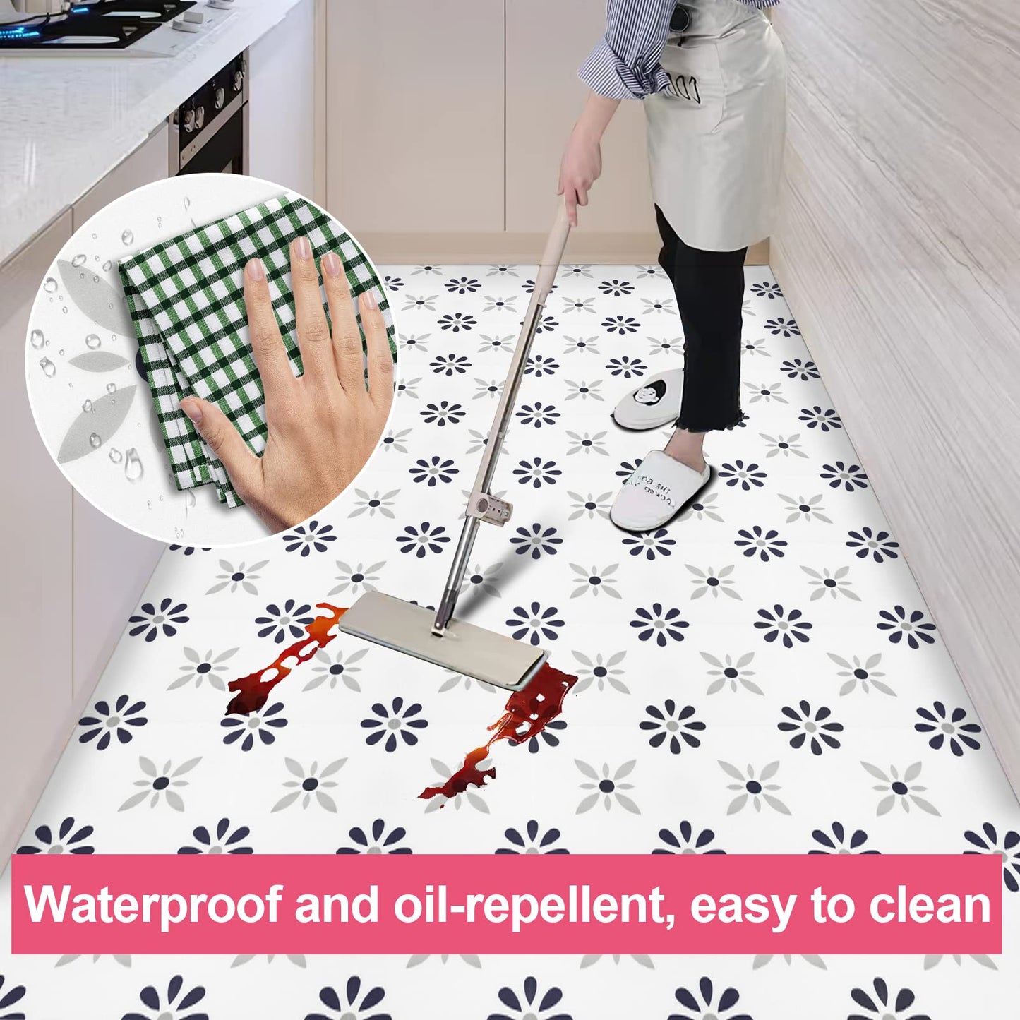 Peel & Stick Floor Tile Stickers, DIY Flooring for Kitchen, Dining Room, Bathrooms, Pet House and More, Self-Adhesive 8x8 inches,10 Pack (1006)