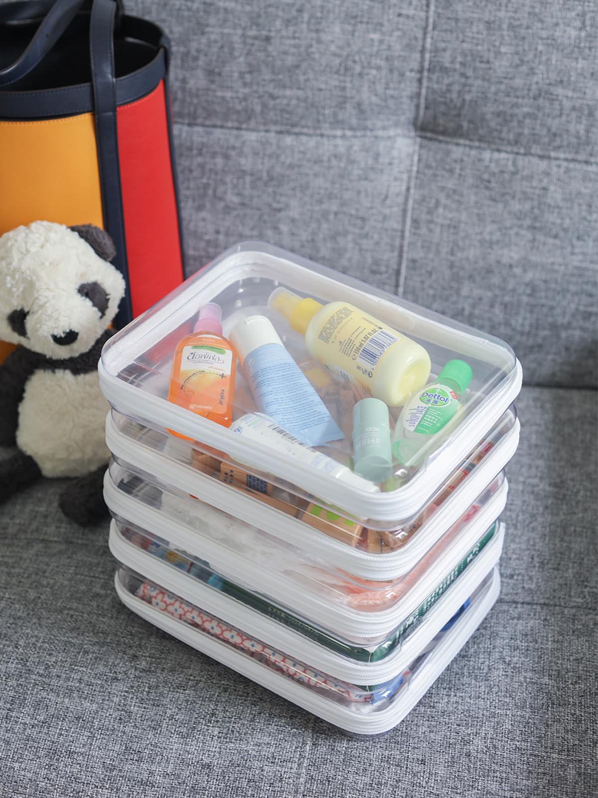 3PCS Zippered Hard Pouch Double, Diaper Bag Organizing Pouches, Waterproof Cosmetic Bag with Zipper,Kid's Toy Storage Organizer Bins,Hard Plastic Case,Clear Zipper Bags for Organizing,Pencil Case