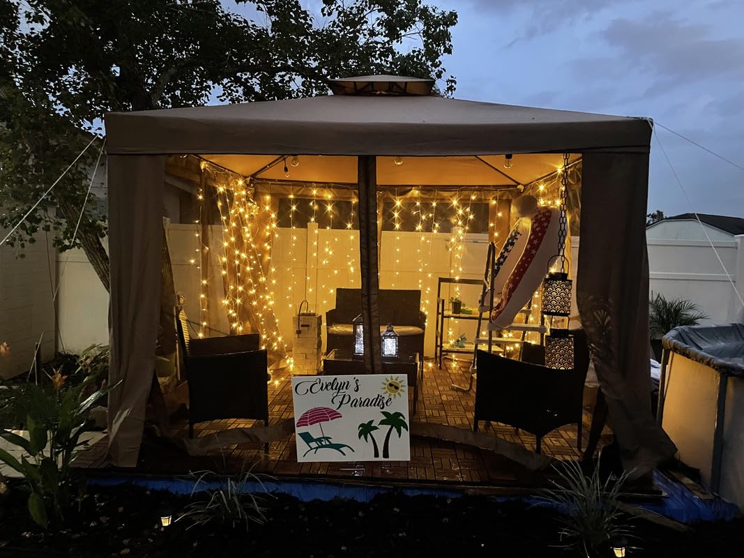 Lighting EVER 594 LED Curtain Lights, 20 x 10 ft Plug in Hanging Fairy String Lights, Wedding Party Backdrop Lights, Window Twinkle Lights for Wall, Patio, NOT Connectable (27 Strings, 9" Apart)