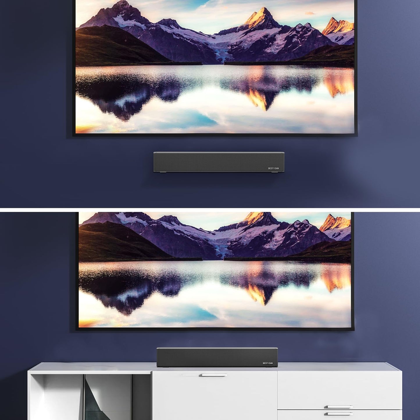 BESTISAN Sound Bars for TV, 16.5 Inches Sound Bar with Optical, AUX, USB and Bluetooth Inputs, Soundbar for TV(DSP, TREB and Bass Adjustable, Cyclic Switching Mode，Reset Function