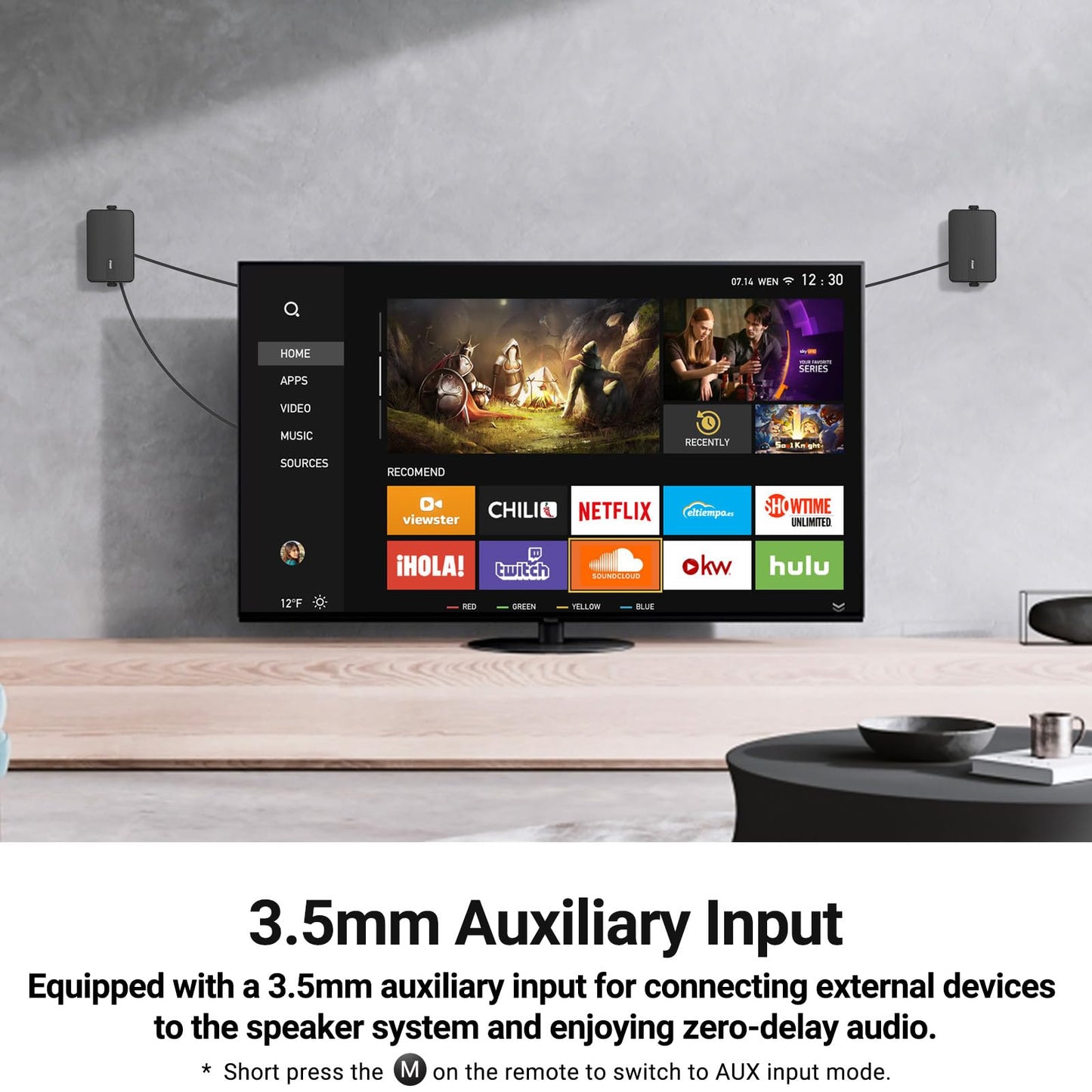 Inwa Outdoor Bluetooth Speakers, Active Passive Wall Mount Speaker, Waterproof Wireless Indoor/Outdoor Stereo Sound System w/Aux in, Suitable for Patio/Porch/Gazebo/Garage(MZ-650, Pair)