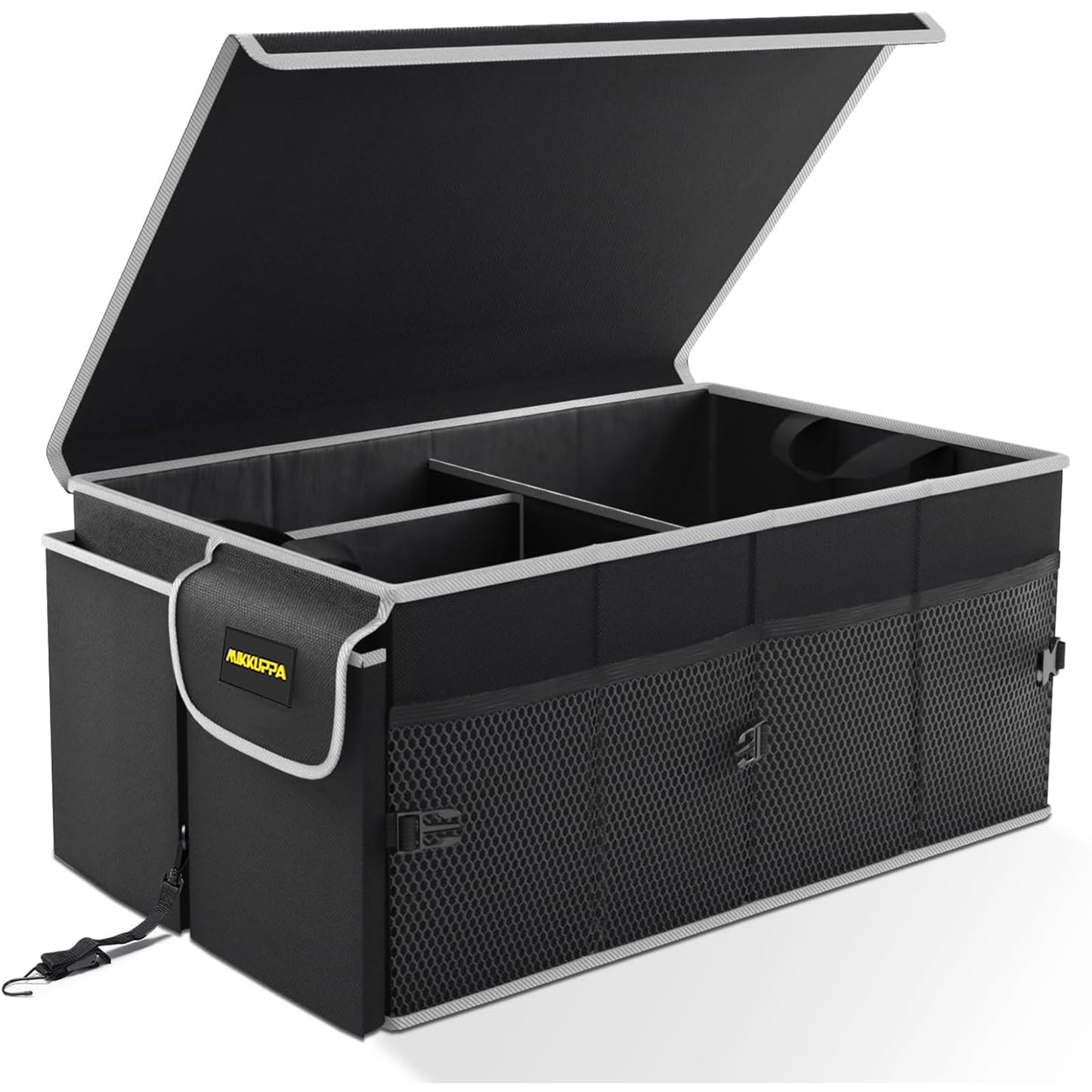 MIKKUPPA Car Trunk Organizer - 65L Collapsible Trunk Organizer with Lid, Sturdy Car Storage for SUV Auto Truck Van with Adjustable Straps and Non Slip Bottom (Black)