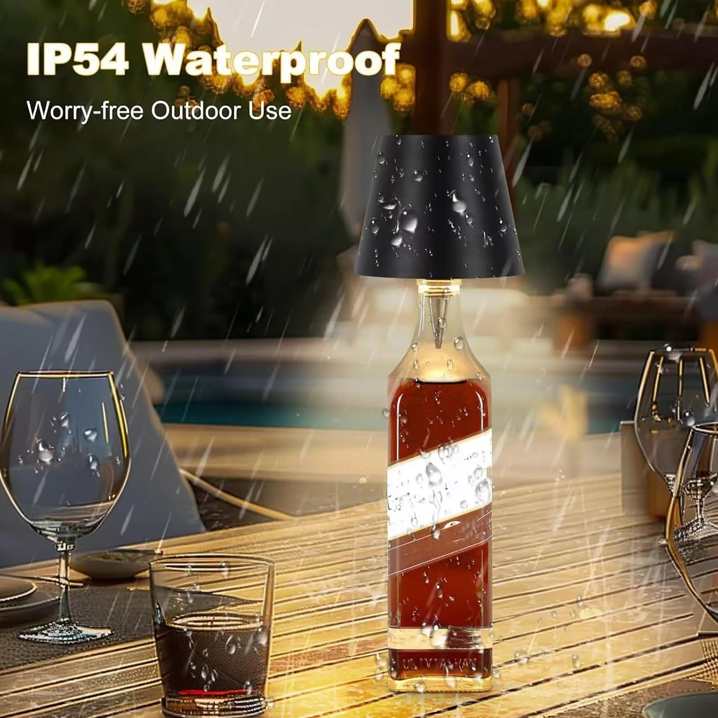 Wireless Bottle Lamp, 2025 New 3 Color Stepless Dimming Wireless Wine Bottle Lamp, USB Rechargeable Wine Bottle Lights, Touch LED Wine Bottle Lamp with for Home,Bar,Camping,Travel (Blue)