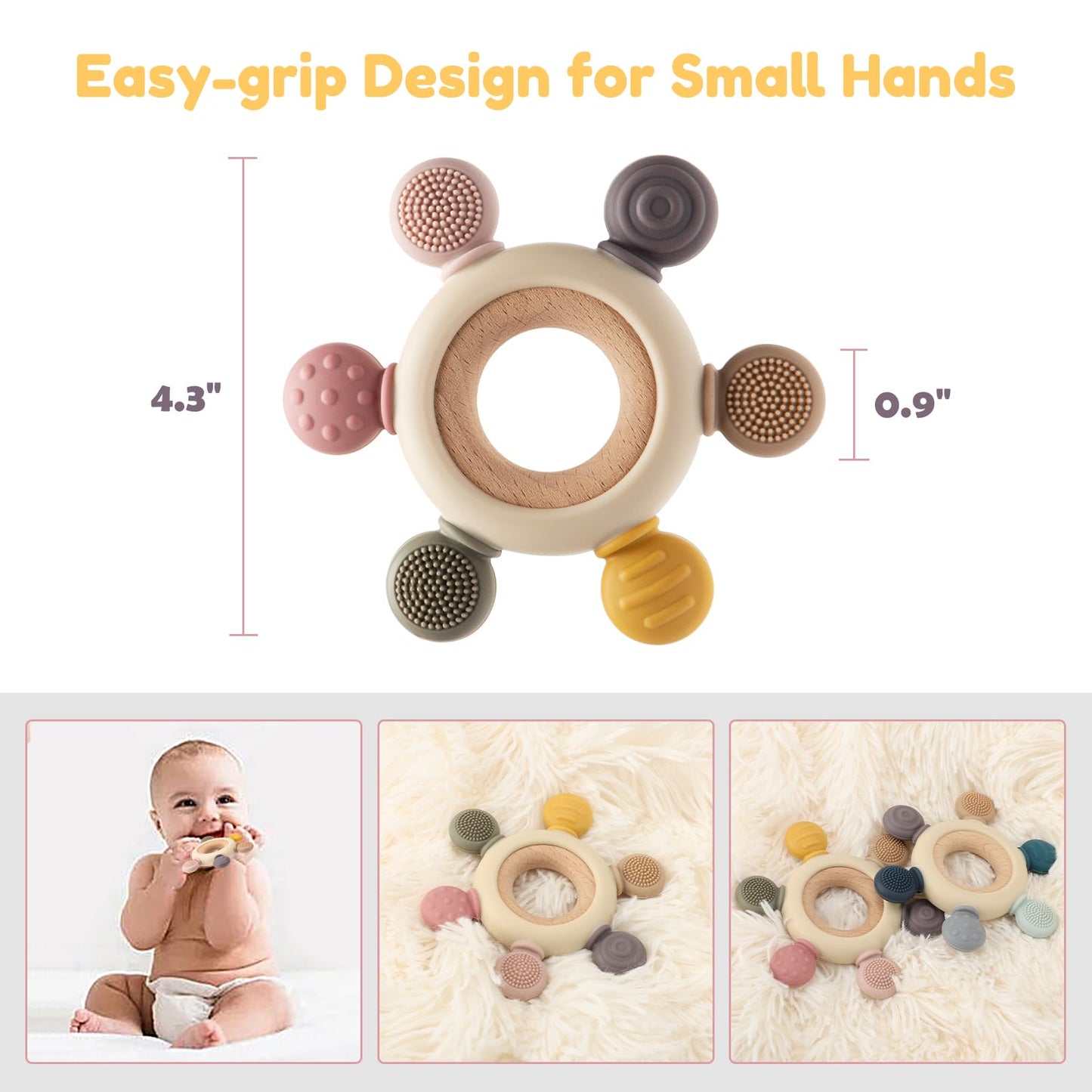 Baby Teething Toys for 0-6 6-12 Months, BPA Free Teether Sensory Toys for Babies 0 3 6 9 12 18 Months, Newborn Infant Toys Gifts for 1 One Year Old Baby Boys Girls