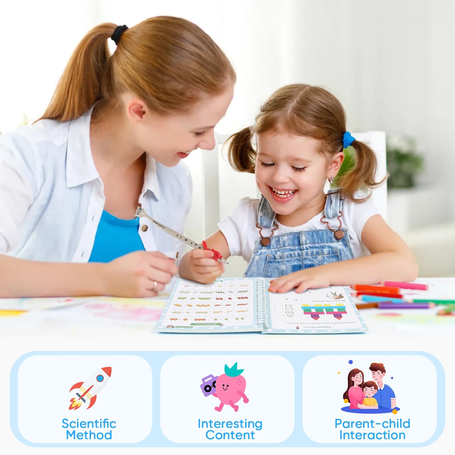 Magic Ink Copybooks for Kids Reusable Handwriting Workbooks for Preschools Grooves Template Design and Handwriting Aid (5)