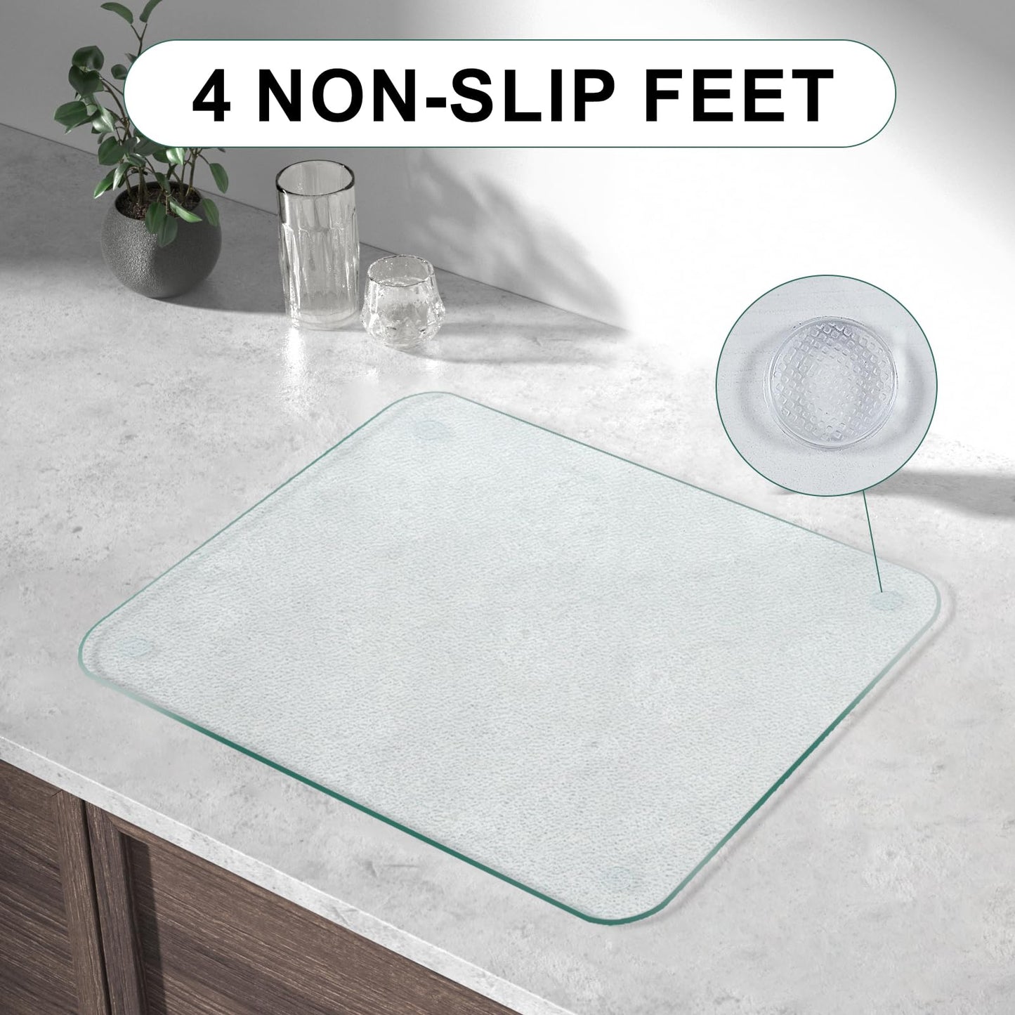 KimiDitt Tempered Glass Cutting Board, 8x12" Glass Cutting Board for Kitchen Counter,Small Size Frosted,with Non-Slip Feet, Scratch Resistant,Heat Resistant