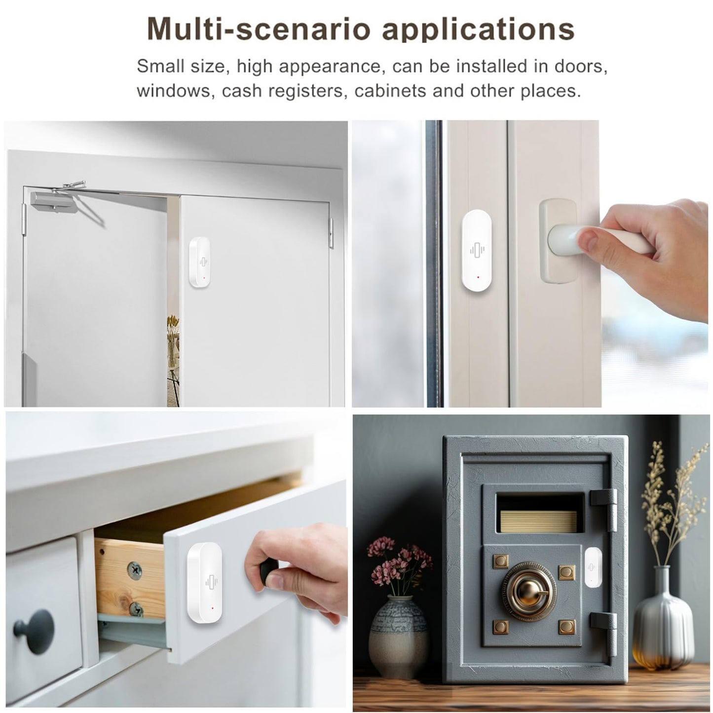 Smart Vibration Sensor: Wireless Glass Break Detector, WiFi Door Sensor with App Alerts, Adjustable Sensitivity, Glass Break Security Sensor for Alarm System and Smart Home Automation (1-Pack)