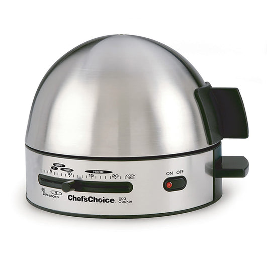 Chef'sChoice Automatic Electric Egg Cooker 7-Egg Capacity with Electronic Timer, Audible Signal & Nonstick Stainless Steel Design Hard-or Soft-Cook 7 or 3 Poached or Scrambled, 350-Watts, Metallic