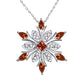 Elensan Women's 925 Sterling Silver Blue Crystals Snowflake Pendant Fashion Necklace Collarbone Chain (Red)