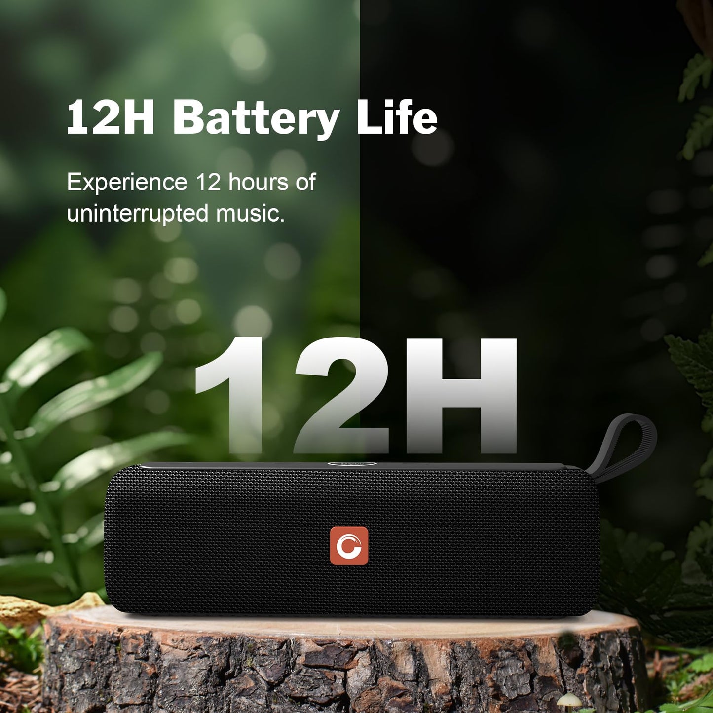 DOSS E-Go II Bluetooth Speaker with 12W Superior Sound, Loud Bass, IPX6 Waterproof, Built-in Mic, 12H Playtime, for Pool, Beach, Outdoor, and Travel