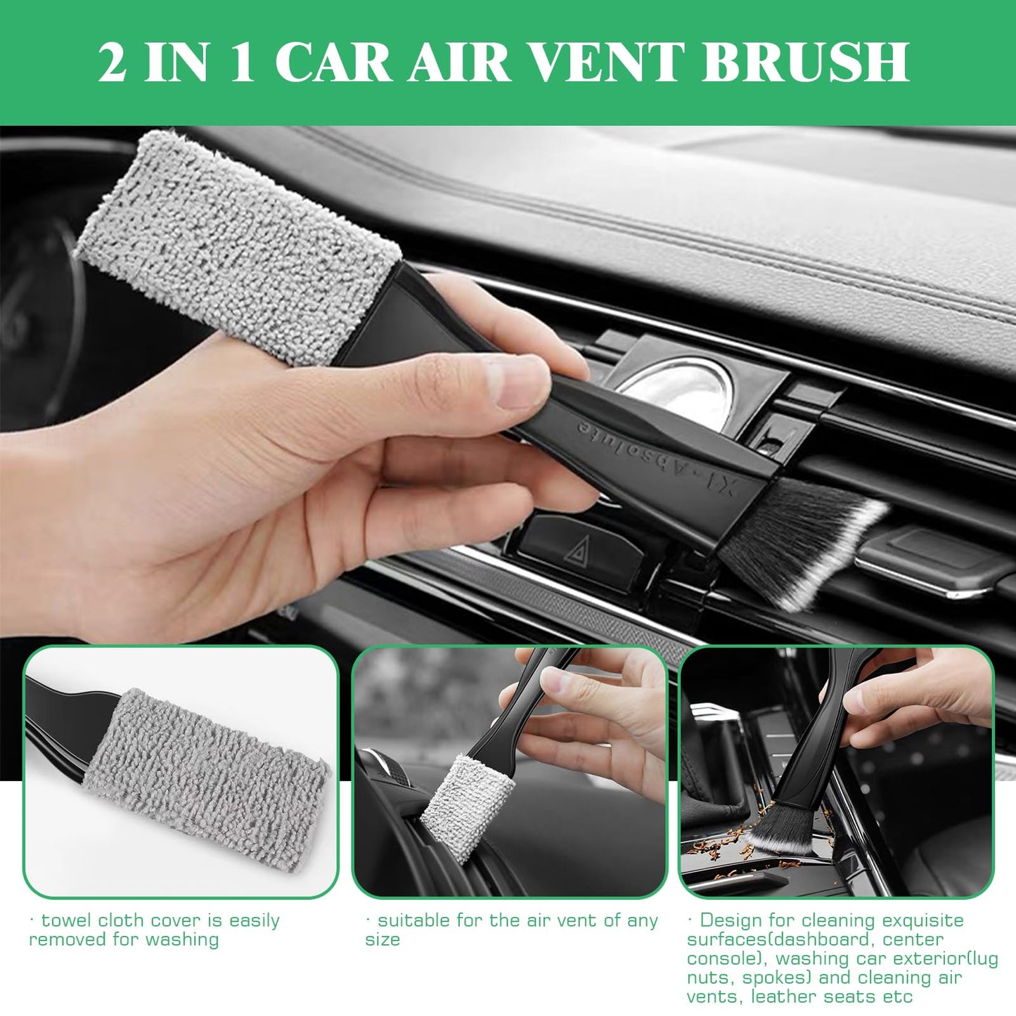 Yauhar 14Pcs Car Interior & Exterior Dusting Brush Set Contains Soft Cleaning Brushes, Auto Boars Hair Detailing Brushes, Double Head Brush for Automotive Air Conditioning Vent Dashboard Screen