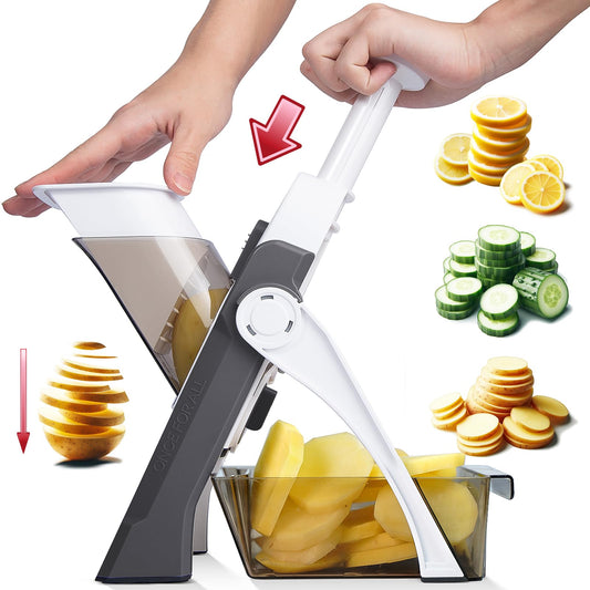 ONCE FOR ALL Safe Mandoline Slicer For Kitchen, Professional Vegetable Slicer For Food Potato Slices, Thickness Adjustable 0.1-8 mm Kitchen Artifact Fast Meal Prep