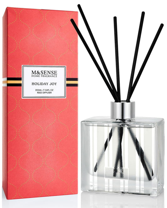M&SENSE Citrus & Pine Scent Diffuser - 7.04oz Holiday Joy Reed Diffusers for Home, Scented Diffuser Gifts for Her, Home Fragrance Diffusers with Sticks for Bathroom Bedroom & Shelf Decor