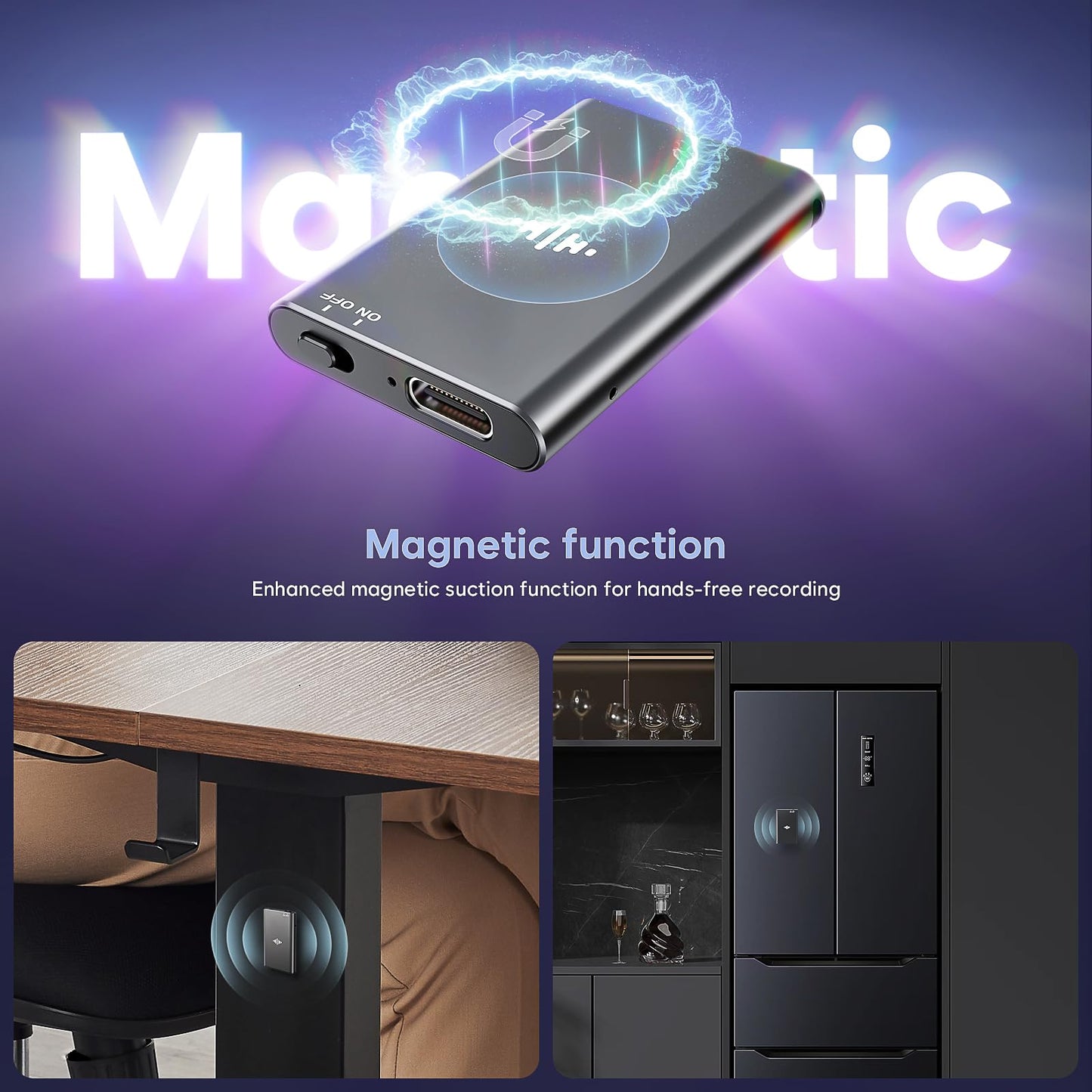 Coptdyy 128GB(9200-Hour Storage) Magnetic Voice Activated Recorder, Portable Recording Device with DSP4.0-AI Noise Cancellation, HD Audio Recorder for Meetings, Interviews & Lectures