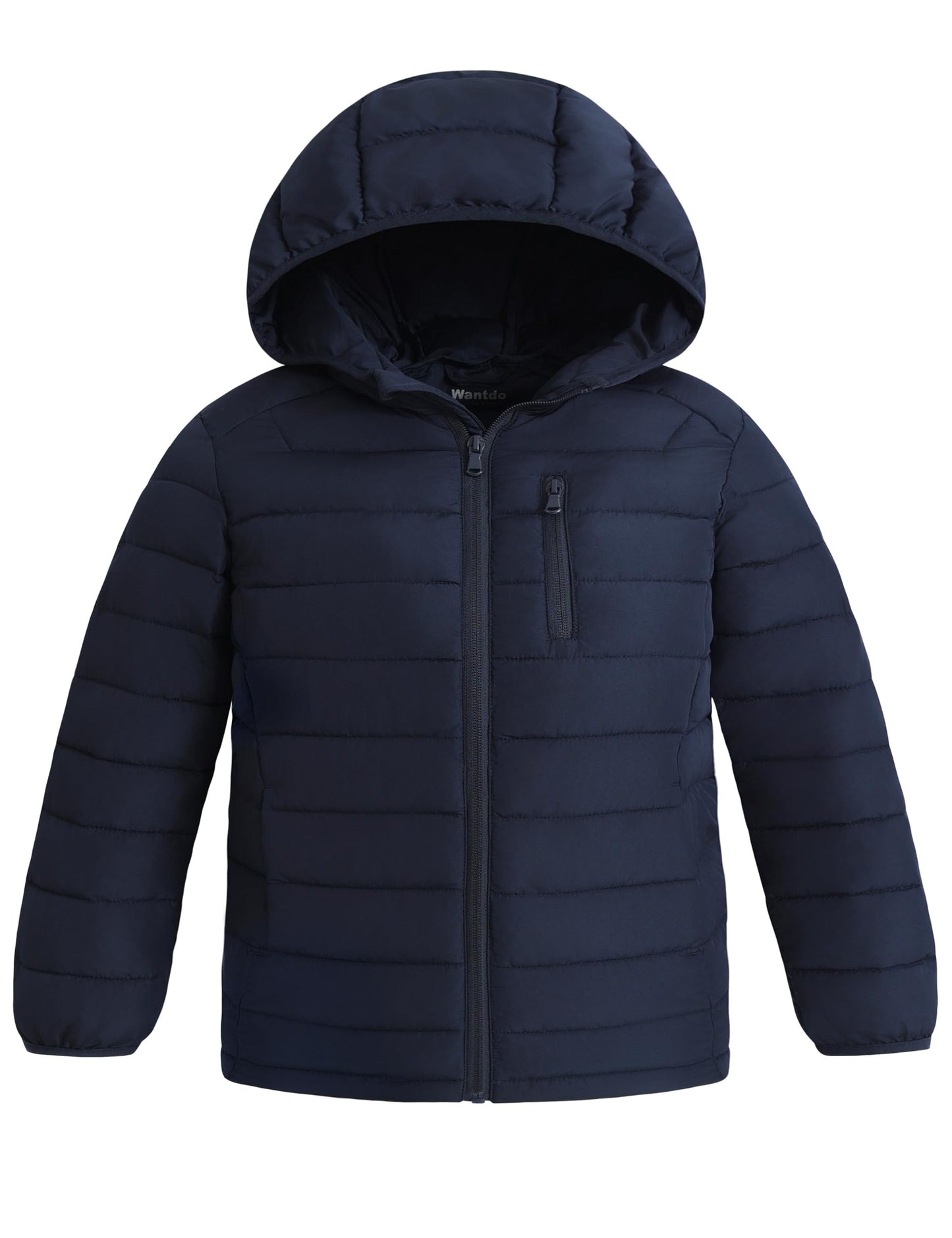 wantdo Boy's Light Winter Jacket Packable Puffer Jacket Warm Outerwear Navy 6-7