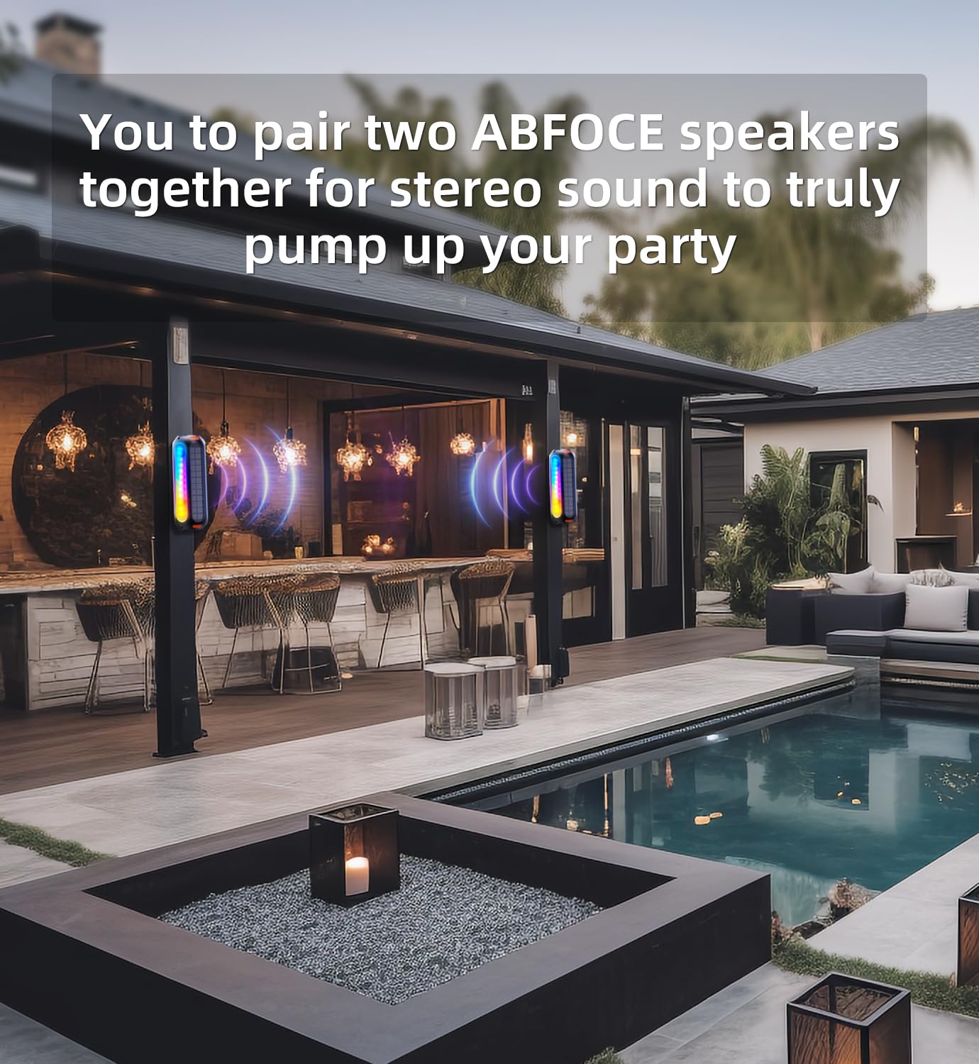 ABFOCE Magnetic Bluetooth Speaker, Golf Speaker with Solar Charging 30H Playtime, 7 Colorful Flashing Lights Outdoor Waterproof Portable Wireless, for Golf Cart Gifts Hiking Camping