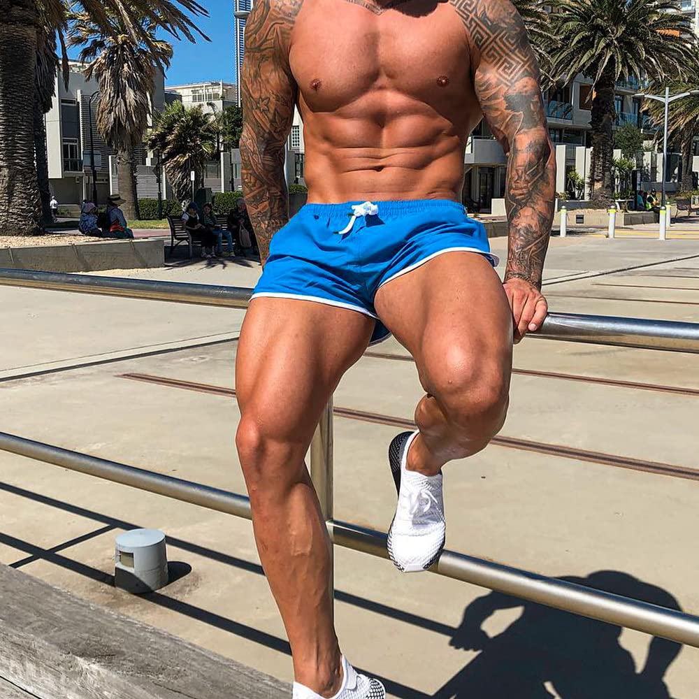 EVERWORTH Men's Workout Shorts Quick Dry Gym Shorts Bodybuilding Short Shorts, 4" Inseam Lightweight Mesh Yoga Running Shorts Grey US L