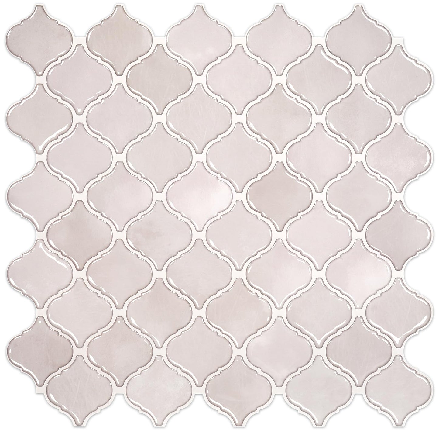 STICKGOO Arabesque Peel and Stick Backsplash, 12”X12” Backsplash Tile for Kitchen Peel and Stick, Self Adhesive Wall Tile Stick on Tiles (Pink Grey)